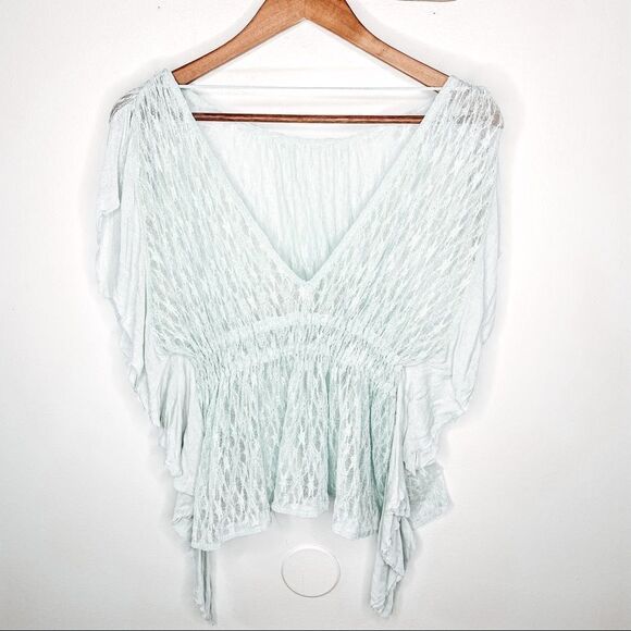 Free People June Green Lace Batwing Top - Picture 6 of 7